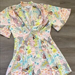 Never Fully Dressed Pastel Floral & Butterfly Romper in Pink, Yellow, Blue